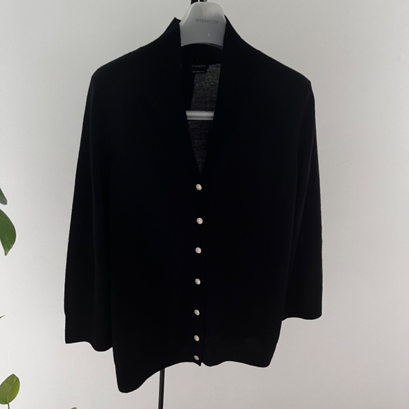 Pure Merino Wool Ultra Fine V-Neck Knit Cardigan 3/4 sleeves - Picture 6 of 11